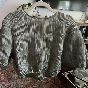 Zara Pleated Blouse in Sage Green